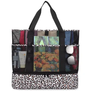 Beach Bag with Cooler Mesh Beach Bags for Women Sandproof for Pool and Swimming Travel Daily