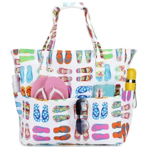Beach Bagsfor Ladies Bright Color Portable Mesh Beach Bag with Open Closure