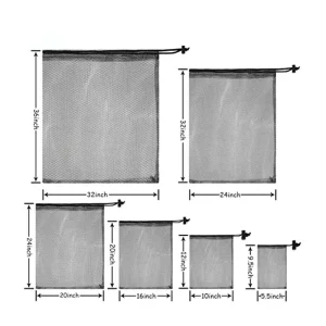 Beach Swimming Sports Water Mesh Pouch Bag 9×12 Organza Drawstring Mesh Bags