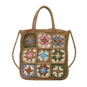 Beach Woven Grass Storage Bag Bohemian Style Handbag Multi-Functional Bag for Women Summer