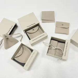 Beige Cardboard Paper Drawer Bracelet Box and Pouch Pendant Necklace Ring Bag Drawer Gift Jewelry Box Jewelry Packaging Box