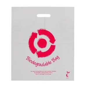 Biodegradable Compostable Plastic Shopping Bag with Die Cut Handle Custom Logo Gravure Printing for Supermarket Use