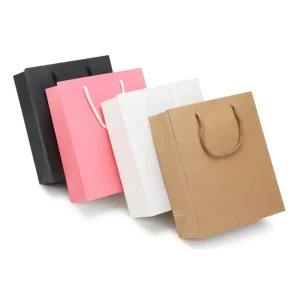 Biodegradable Florist Stand up Paper Shopping Bags with Handles Food Paper Bags with Logo Cute Paper Bags
