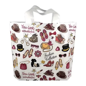 Biodegradable Material Custom Logo Shoe Packing Carry Plastic Shopping Bag Design LDPE HDPE Handle Die Cut Bag Plastic Bag