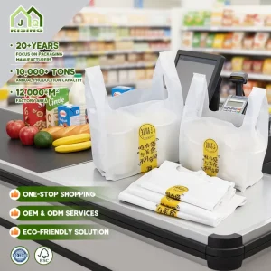 Biodegradable Shopping Bags Promotion Resin Vest Handle Grocery Supermarket Cornstarch Non Woven T shirt Packaging Bags