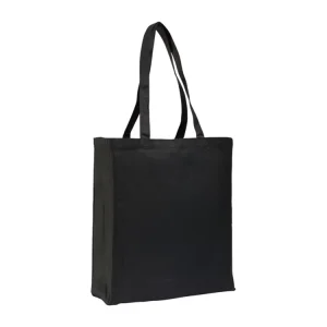 Black Cotton Canvas Shopper Bag