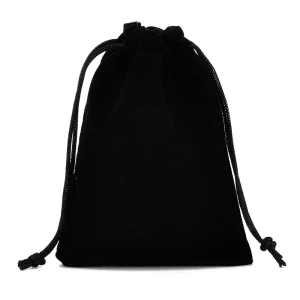 Black Flocked Fabric Pouch With Drawstring Jewelry Gift Storage Bag Velvet Pouch Flannel Drawstring Pocket