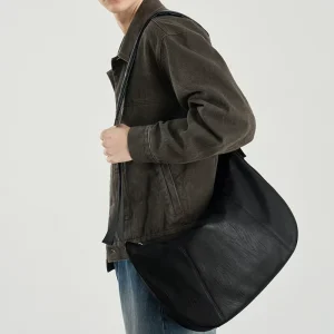 Black Men’s Messenger Crossbody Shoulder Bags Fashionable PU Material