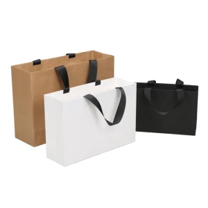Blank Clothing Shopping Tote Bag Custom logo Paper Gift Handle Bags Different Size Shopping Bag