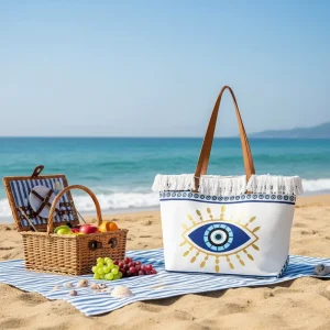 Blue Eyes Canvas Tote Bags Eco Friendly Canvas Shopping Bag Ladies Canvas Handbag for Outdoor Travel