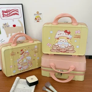 BoTu Cartoon 14inch Cosmetic Case Bags for Woman Cute Travel Large Capacity Suitcase Storage Bag Portable Makeup Bag