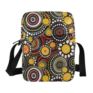 Boho Australian Aboriginal Art Design Mini Messenger Bag Custom Print Nylon Messenger Women Crossbody Shoulder Bag with Strap