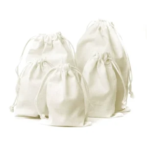 Bolsa De Cuerda Double String Cotton Drawstring Bag White Beige Black Cotton Natural Cotton Canvas Drawstring Bag