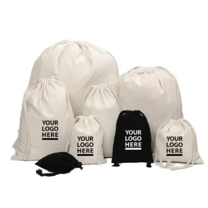 Bolsa De Cuerda Double String Cotton Drawstring White Beige Black Cotton Natural Cotton Canvas Drawstring Bag