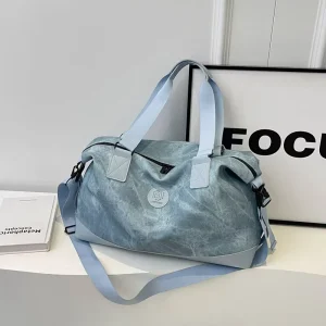 Boutique Fashion PU Leather Zipper Closure Unisex Shoulder Bags Large Capacity Foldable Luggage Travel Sport Bag
