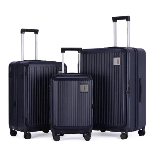 Brake Wheel Aluminium Trolley ABS PC Expanded Luggage Travel Suitcases Set