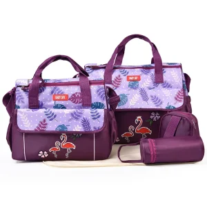 Brand High Quality Mother Nursing Nappy Bag Waterproof 5 Piece Set Baby Diaper Bag Mommy Bags Custom Polyester