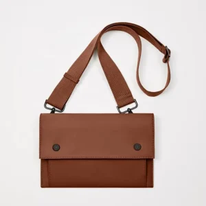 Brown Embroidery Messenger Bags Custom Logo Waterproof Sports Crossbody Faux Leather Messenger Bag for Men
