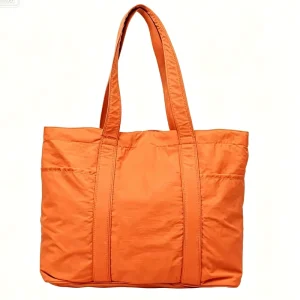 Bsln Fashion National Style Solid Color Waterproof Nylon Shoulder Tote Bag Polyester Lining Zipper Closure Lightweight All