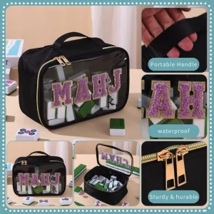 Bulk Supply Modern Luxury Embroidered PVC Waterproof Mahjong Bag Ladies Grooming Cosmetic Case Home Travel Party