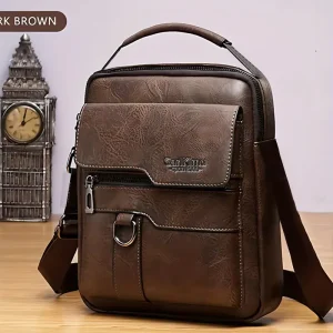 Business PU Material Multi Pocket Design Men’s Messenger Bag Durable One Shoulder Handbag Daily Commuting