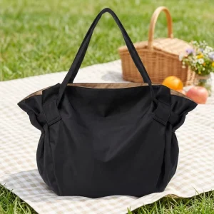 Camping Shopping Foldable Large Capacity Women’s Lightweight Soft Polyester Shoulder Bag