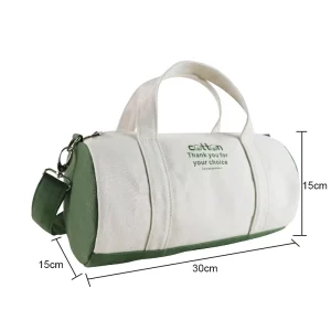 Canvas Fitness Duffel Bag Gym Bag Custom Eco Friendly Fabric Printed Letter Round Tote Washable