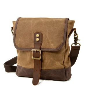 Canvas Genuine Leather Casual Shoulder Bag Japanese Messenger Bag Men’s Sports Waterproof Vintage Anti Theft Mobile Phone Bag