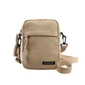 Canvas Men’s Crossbody Bag with Zipper Closure Shoulder Bag Wear-resistant Messenger Bag for Work Travel