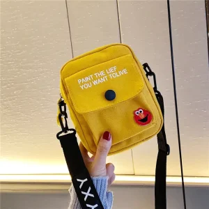 Canvas Shoulder Bag Casual Travel Crossbody Chest Bag Cute Small Cartoon Messenger Bag With Custom Logo