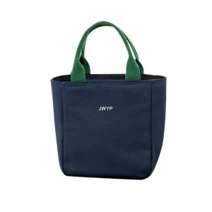 Canvas Thermal Lunch Bag Insulated Aluminum Foil Cooler Tote Waterproof Picnic Food Storage Bag for Women