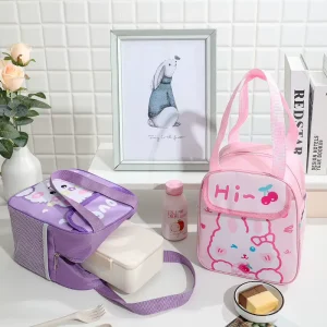 Cartoon Cute Oxford Material Insulated Lunch Bag for Office Workers and Children Portable Meal Container