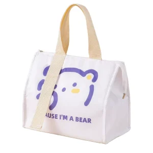 Cartoon Cute Portable Thermal Insulated Lunch Tote Bags Reusable Cooler Bags with Zipper Closure for Food Takeaway
