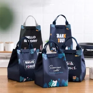 Cartoon Lunch Women Fresh Cooler Bags Lunch Box Tote Food Bags Waterproof Portable Zipper Thermal Oxford Backpack 1 Pc Letter