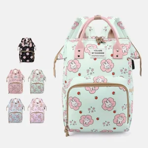 Cartoon Pattern Mommy Backpack Large Capacity Baby Diaper Bag Multi Functional Maternity Bags with USB