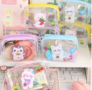 Cartoon Rabbit Ladies Purse Wallets PVC Makeup Bag PVC Jewellery Pouch Purses and Handbags Cosmetic Bag