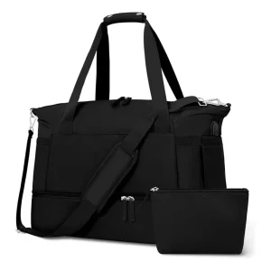 Casual Gym Sports Bag with Shoe Compartment Wet Pouch Zipper Closure Travel Bags for Men and Women