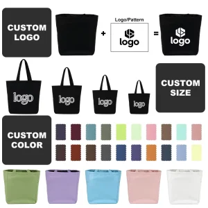 Casual Minimalist Canvas Tote Bag Reusable Custom Logo Shopping Bag Lightweight for Travel & Daily Commuting