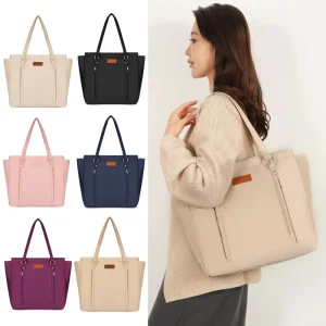 Casual Outing Urban Minimalism Oxford Cloth Women’s Lightweight Large Capacity Single Shoulder Baby Diaper Storage Bag Zipper