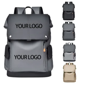 Casual PU Leather Laptop Backpack Waterproof USB Cover Zipper for Men Women’s Travel School Business Fits 17.3 Inch Computer Bag
