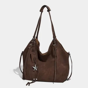 Casual Style Handbag Suede PU Vintage Tote Bag High-End Large Capacity Shoulder Bag for Women