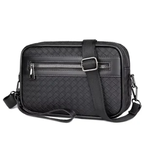 Casual Woven Single Shoulder Crossbody Bag Business Men Messenger Chest Bag Men Handbags Tote