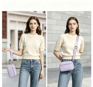 Checkered Crossbody Bag Women Wristlet Wallets Phone Bag Credit Card Holder Front Pocket Clutch Wallet with a Double Zipper