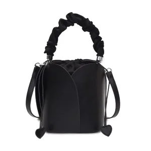 Chic Tulip Shaped Bucket Bag with Scrunchie Handle Petal Design Drawstring Purse for Women Party and Wedding