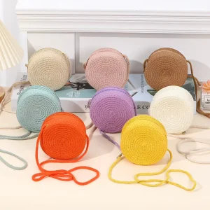 Children’s Cute Mini Zip Closure Crossbody Shoulder Bag Durable Lightweight Fashionable Solid Color Summer Seaside Unisex