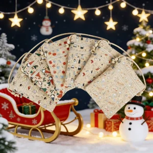 Christmas Themed Customizable Printed Cork Crossbody Shoulder Bag Holiday Eco Friendly Vegan FSC SEDEX Certified