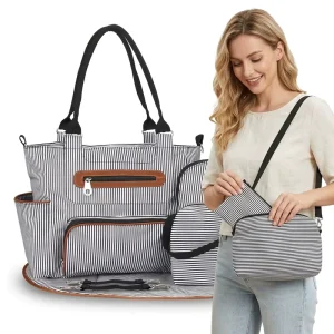 Classic Easy Access Mummy Storage Bag Nursing Bag with Insulated Pockets Wide-opening 7 in 1 Functional Luxury Diaper Storage