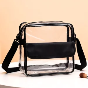 Clear PVC TPU Crossbody Messenger Bag Stadium Approved Waterproof Travel Beach Casual Shoulder Bag