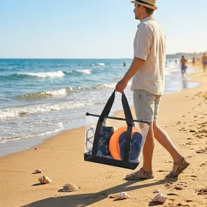 Clear Purse PVC Transparent Foldable Beach Swimming Bag Large Capacity Waterproof Portable Vacation Beach Bag