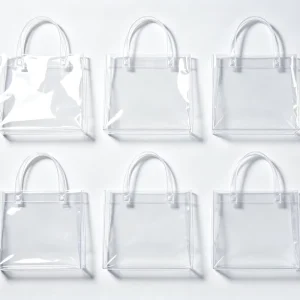 Clear Square Bottom PVC Tote Bags Waterproof Reusable for Gym Travel Wedding Party Gifts PVC Handbag